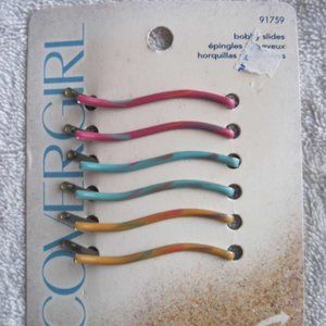 Goody Covergirl Epoxy Metal Wavy Bobby Slide Hair Pins Bobbies Pink Yellow Blue